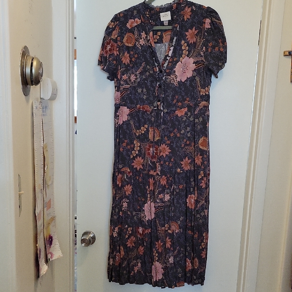 Knox Rose Navy and Pink Floral Midi Dress